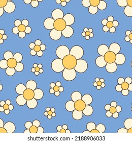 Flores simples de estilo groovy patrón sin fisuras.