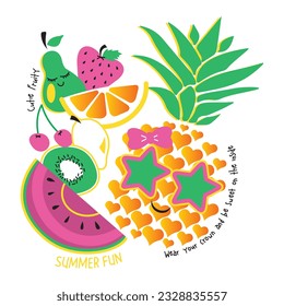 Groovy Style Summer Fruits Shirt Design For Print
