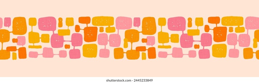 Groovy summer seamless pattern set - abstract doodles background. Funky retro aesthetic prints for modern fabric design with hand drawn organic shapes.