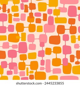 Groovy summer seamless pattern set - abstract doodles background. Funky retro aesthetic prints for modern fabric design with hand drawn organic shapes.