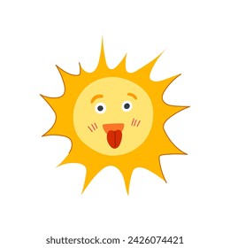 groovy sun character cartoon. happy, smile funny, poster doodle groovy sun character sign. isolated symbol vector illustration