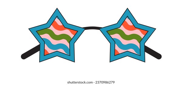 Groovy sunglasses. Collection of hippie sunglasses in trendy groovy style