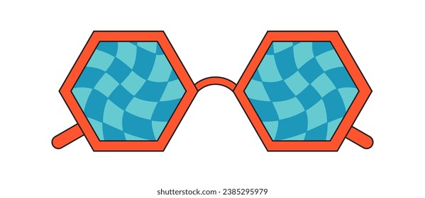 Groovy sunglasses. Collection of hippie sunglasses in trendy groovy style