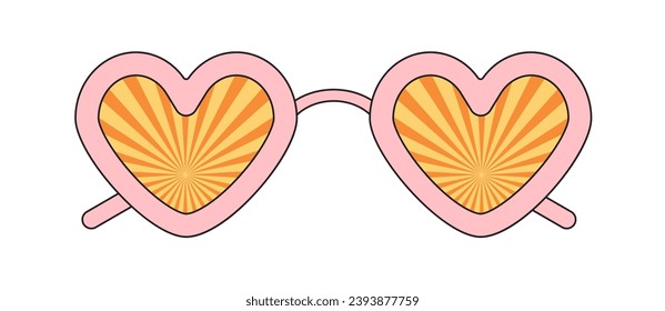 Groovy sunglasses. Collection of hippie sunglasses in trendy groovy style