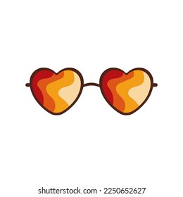 Groovy sunglasses icon. Retro psychedelic glasses.Vector illustration in 70s, 80s style