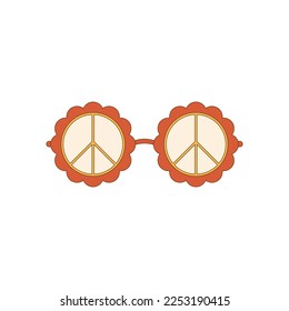 Groovy sunglasses icon. Retro psychedelic glasses.Vector illustration in 70s, 80s style