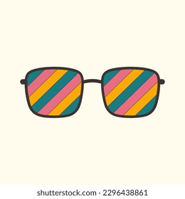 Groovy sunglasses icon. Retro psychedelic glasses.Vector illustration in 70s, 80s style.Vector illustration