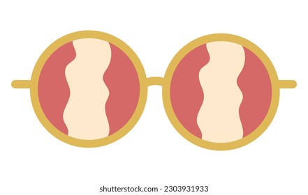 Groovy sunglasses in retro hippie style. 1970s geometric abstract vector glasses in round shape