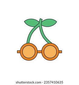 Groovy Sunglasses in Retro Hippie Style . Geometric Abstract Vector Eyewear in 1970s. Vector Flat illustration.