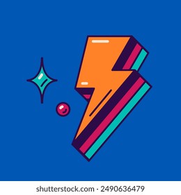 Groovy surreal psychedelic lightning on blue background.