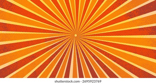 Groovy girar fundo com raios cor retro. Explosão solar com espiral groovy