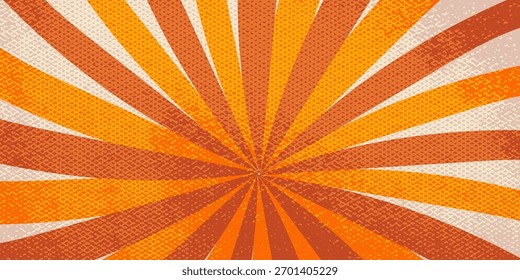 Groovy swirl background with rays retro color. Bg groovy swirl sunburst