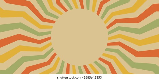 Groovy swirl retro background. Circus marquee pattern, vintage carnaval background, red blue circle rays on beige. Abstract bg for poster, flyer, summer holidays. Vector illustration of marquee strip.