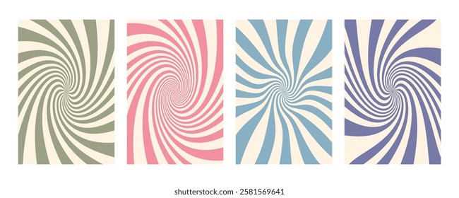 Groovy swirl stripe set. Hand drawn groovy, hippie backgrounds. Y2k aesthetic. Distorted swirl stripes, warped streaks, fluid liquid lines, doodle waves. Swirl rectangle templates collection.