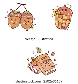Groovy Thanksgiving Day Happy Thanksgiving Cute Element Thanksgiving Vector Illustration