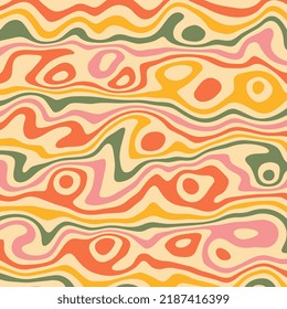 Groovy and trippy pattern in 1970 style. Psychedelic background. Vector Illustration.