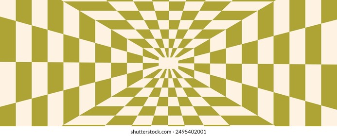 Groovy trippy psychedelic checkerboard in trendy retro trippy style. Y2k aesthetic. Vector illustration.