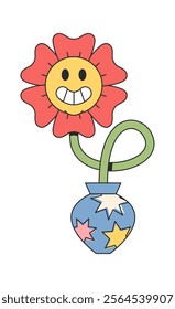 Groovy trippy vase flower smiling