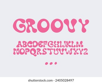 Conjunto de tipografía de Groovy, de tipo superior dibujado a mano.