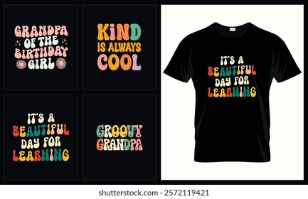 Groovy Typography t shirt bundle design 