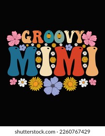 GROOVY UNCLE GROOVY MIMI SIMPLE RETRO WAVE T SHIRT DESIGN