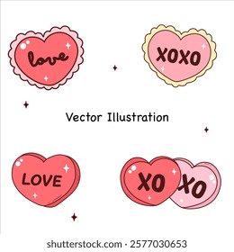 Groovy Valentine's Day Trendy Valentine Cute Valentine Element Heart and Lover Valentine's Day 