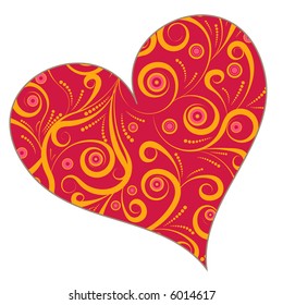 groovy vector floral heart design