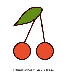 Groovy vector illustration with cherry