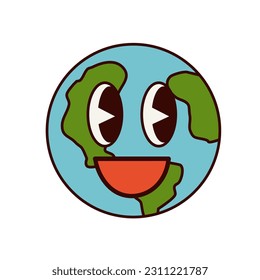 Groovy vector illustration with Earth