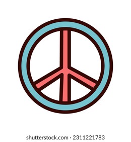 Groovy vector illustration with peace