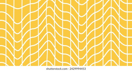 Groovy Vibes 70s Chessboard Mesh Pattern. Twisted and Distorted Vector Textures Create a Trendy Retro Psychedelic Style, Infused with Y2K Aesthetic.