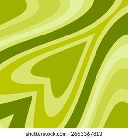 A groovy and vibrant abstract background with flowing, organic curves in a monochromatic green color palette.
