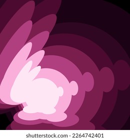 Groovy viva magenta easter background. Creative easter greeting card with bunny silhouette.