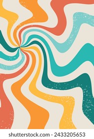 Groovy wallpaper, retro background with textured effect for posters, prints, cards, signs, invitations, banners, templates, etc. EPS 10