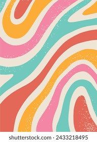Groovy wallpaper, retro print, background, poster, banner with grunge textured effect. Social media template, invitation, pattern design. EPS 10