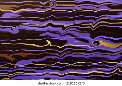 Groovy wave, abstract background. Psychedelic art. Modern concept of changeable mood, getting out of depression, stress, mental state. Marbled pattern, multicolored wave. Lavender at night. Vector.