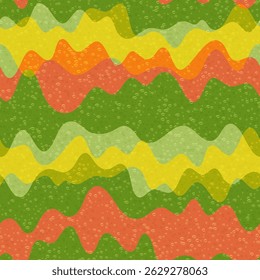 Groovy onda vetor líquido padrão sem emenda. Textura de faixas dinâmicas onduladas. Encapsulamento de geometria com curva horizontal. Papel de parede ornamento design. Plano de fundo de formas de fluido de splash de fluxo de onda.