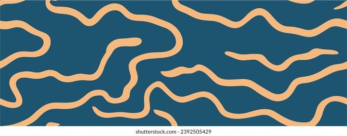 Groovy wave print. Vector illustration. Fabric and Textiles. Pattern, texture for wrappers or curtains. Seamless.