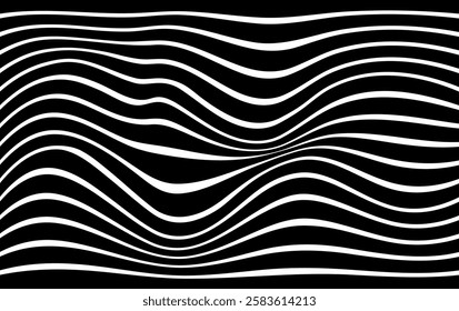 Groovy wave stripes big set. Black and white. Hand drawn groovy, hippie backgrounds. Distorted jagged stripes, warped stripes, liquid wavy lines, scribbles of waves. Striped rectangular patterns colle