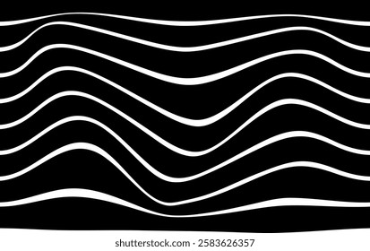 Groovy wave stripes big set. Black and white. Hand drawn groovy, hippie backgrounds. Distorted jagged stripes, warped stripes, liquid wavy lines, scribbles of waves. Striped rectangular patterns colle