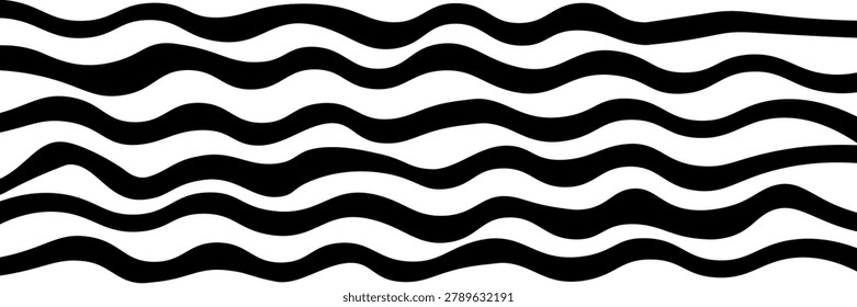 Groovy wave stripes big set. Black and white. Hand drawn groovy, hippie backgrounds. Distorted jagged stripes, warped stripes, liquid wavy lines, scribbles of waves. Striped rectangular patterns colle