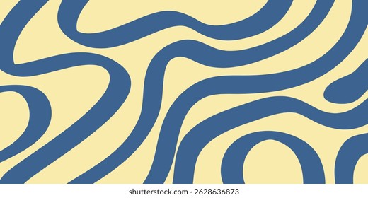 Plano de Fundo das Ondas do Groovy. Psychedelic Abstract Curved Vetor Background in 1970s Hippie Retro Style for Print on Textile, papel de embrulho, web design. Cor Rosa, Laranja, Bege.