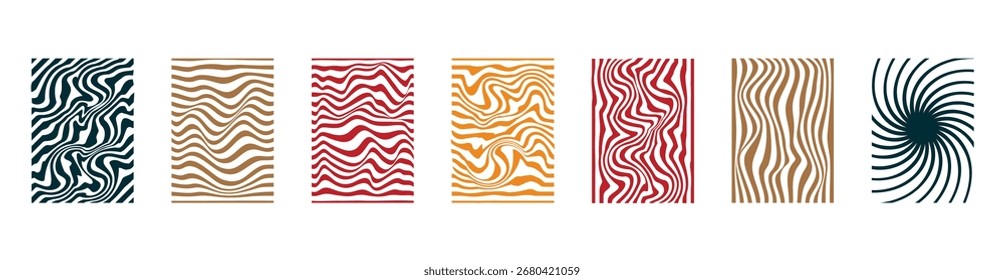 Groovy wavy black background elements. Retro, vintage elements. Vector EPS 10