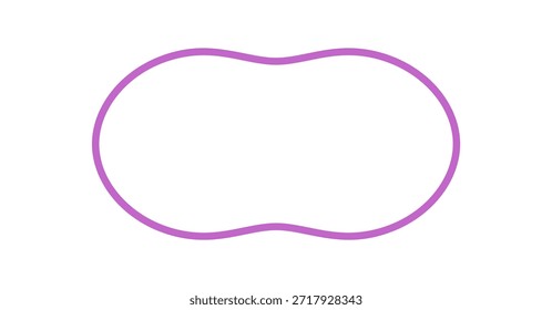 Groovy wavy bubble outline border frame with a retro and curvy line as a graphic y2k element. Bold purple background and unique shape add artistic flair for modern creative projects.