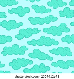 Groovy wavy clowdy square seamless pattern Abstract retro line art aesthetic 70s style. Trendy 1960s color groove background. Psychedelic vintage design. Wallpaper kids poster. Vector illustration.