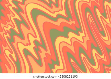 Groovy wavy horizontal banner Abstract retro line art aesthetic 70s style. Trendy 1960s color waves groove background. Psychedelic vintage design. Wallpaper trippy liquid poster. Vector illustration.