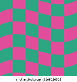 Groovy Wavy Melted Psychedelic Checkerboard Y2K 90s seamless pattern vector background. Retro hippie trippy optical repeat texture wallpaper, textile design