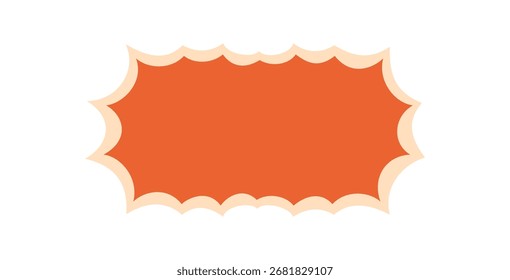 Groovy wavy rectangle border frame in retro pop style. Fun abstract shape and y2k graphic, orange color background, with playful frame design. Vintage pop ideal for trendy contemporary border.