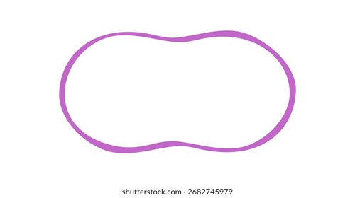 Groovy wavy rectangle outline frame doodle in purple with retro border element. Abstract shape and line create a y2k style background. Graphic accent for trendy creative projects.