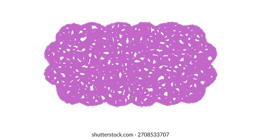 Groovy wavy scallop rectangle in bold crayon with sketched shading creates a retro frame border. Graphic element has a y2k chalk sketch style and dynamic background for modern design concepts.